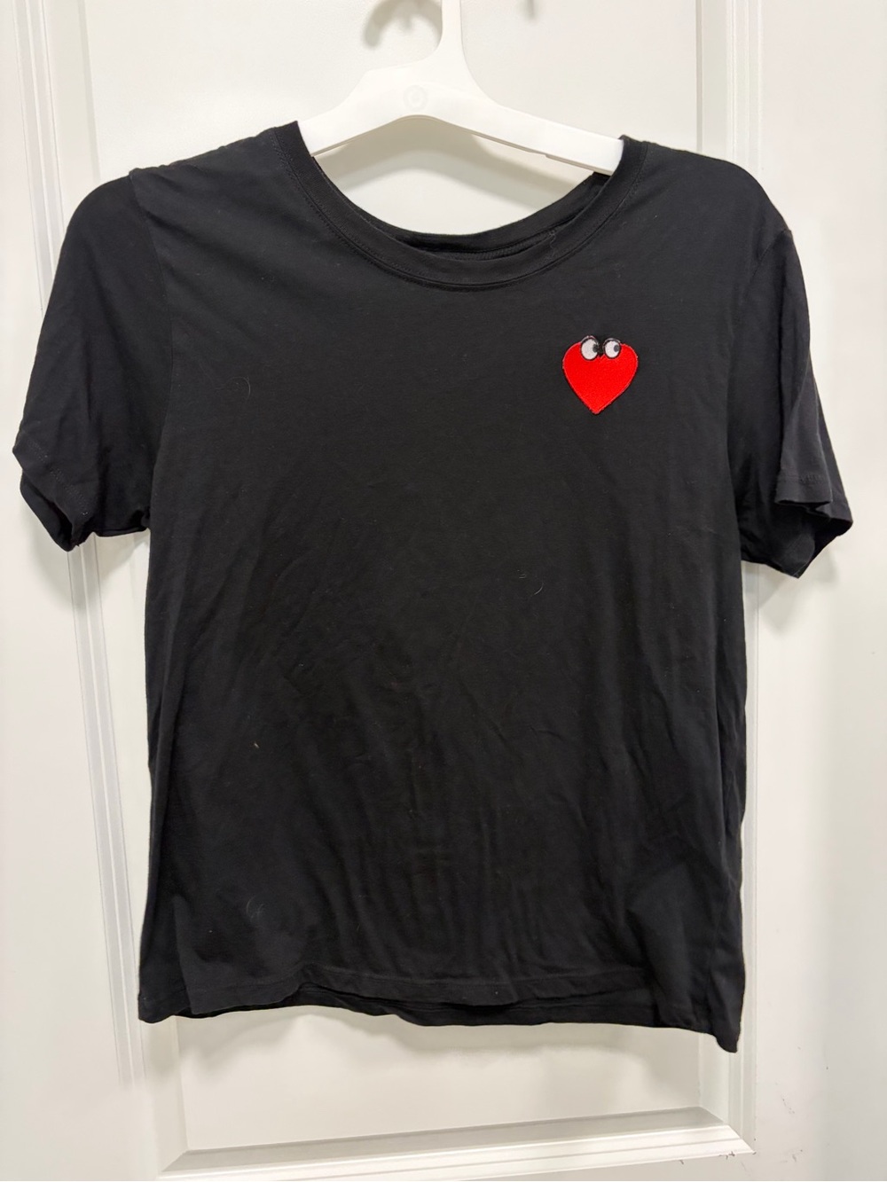 Lauren Moshi women’s xl black short sleeve tee embroidered heart see measurement